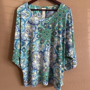 Chico's Multi-Blue Paisley Blouse Chico’s Size 3 or XL